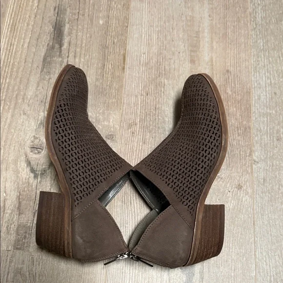 Vince Camuto Brown Perforated Sueded Leather Ankle Boots - Picture 5 of 10